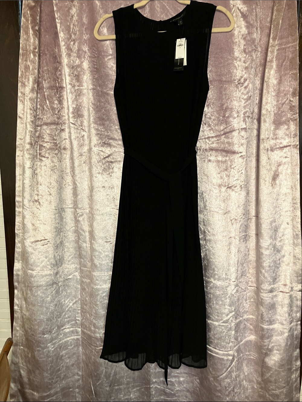 Banana Republic Black Sleeveless Pleated Midi Dress